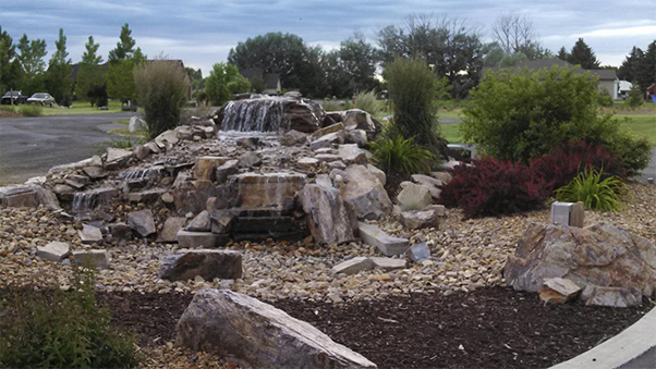Water Feature with boulders and fountain